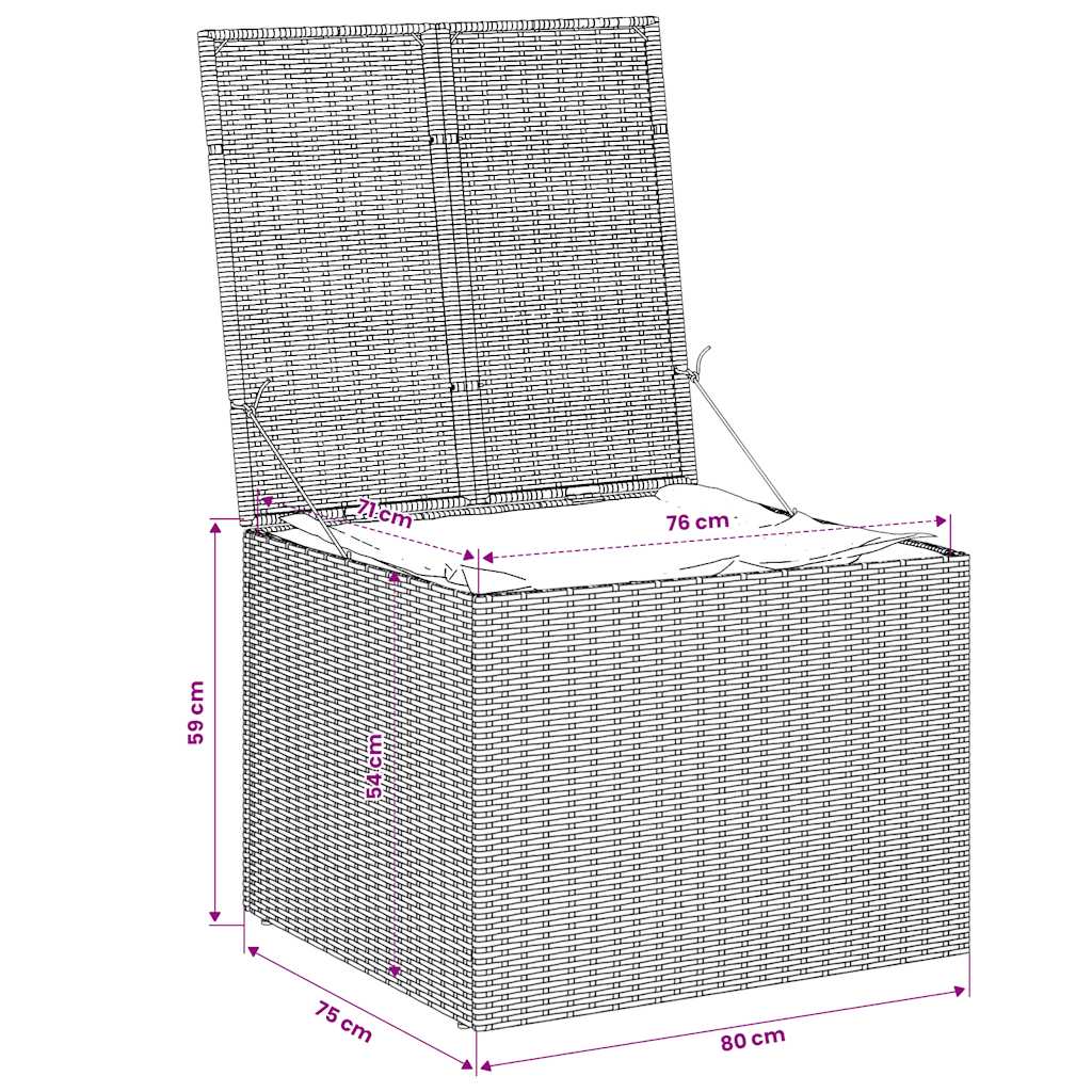 vidaXL Garden Storage Box Mix Beige 291L Poly Rattan - 80 x 75 x 59 cm