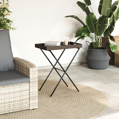 vidaXL Folding Tray Table Brown 65x40x75 cm Poly Rattan