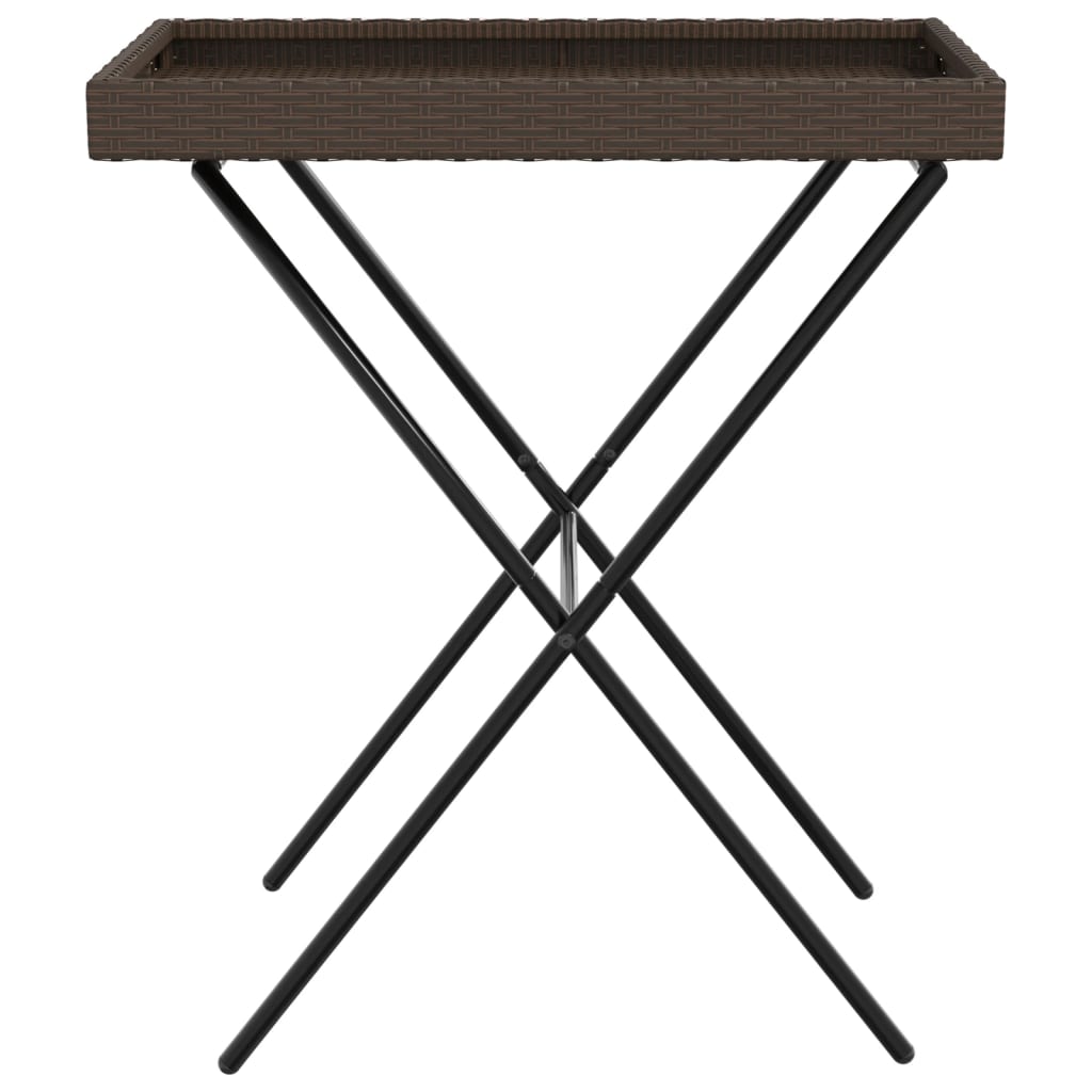 vidaXL Folding Tray Table Brown 65x40x75 cm Poly Rattan