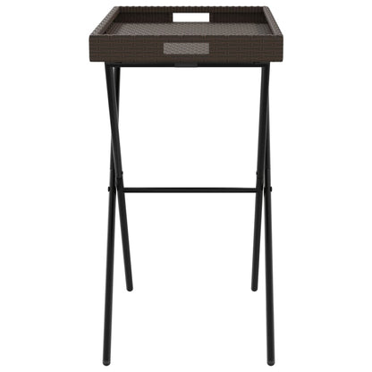 vidaXL Folding Tray Table Brown 65x40x75 cm Poly Rattan