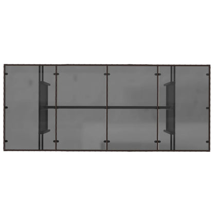 vidaXL Garden Table with Glass Top Brown 190x80x74 cm Poly Rattan