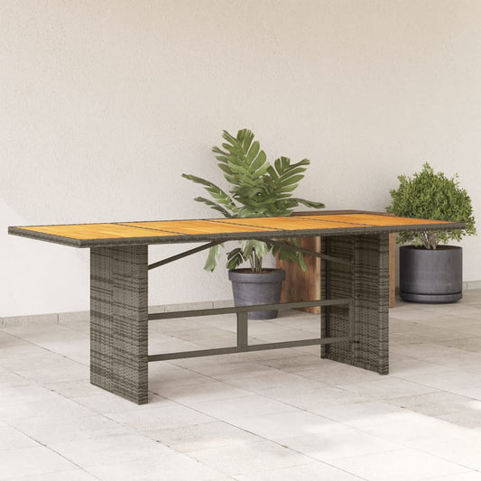 vidaXL Garden Table with Acacia Wood Top Grey 190x80x74 cm Poly Rattan