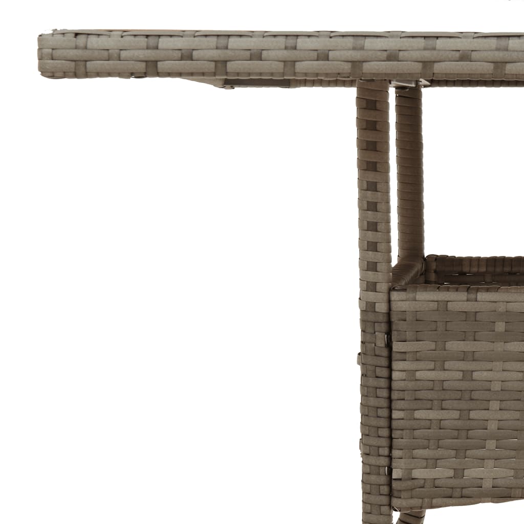 vidaXL Garden Table with Glass Top Grey 80x80x75 cm Poly Rattan