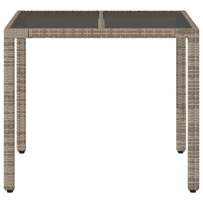 vidaXL Garden Table with Glass Top Grey 90x90x75 cm Poly Rattan