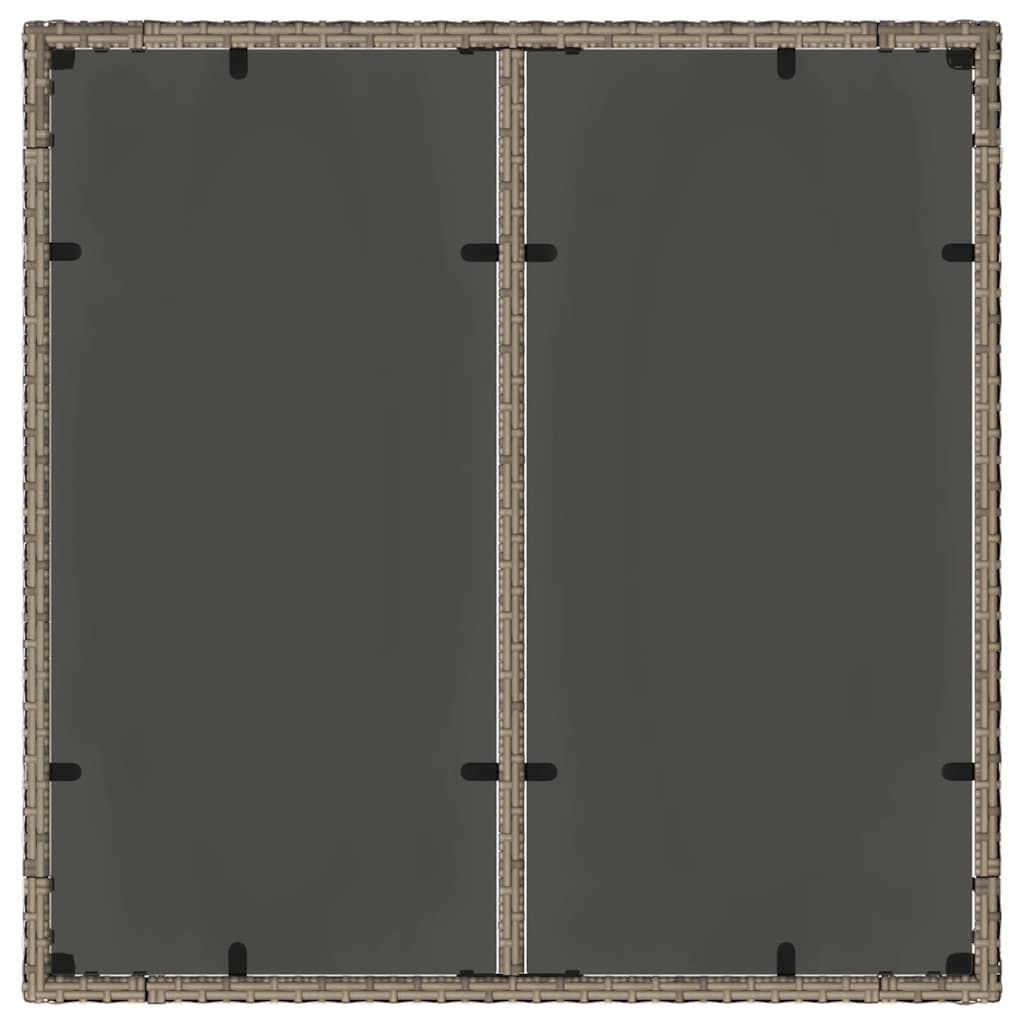 vidaXL Garden Table with Glass Top Grey 90x90x75 cm Poly Rattan
