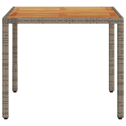 vidaXL Garden Table with Acacia Wood Top Grey 90x90x75 cm Poly Rattan