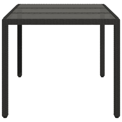 vidaXL Garden Table with Glass Top Black 150x90x75 cm Poly Rattan