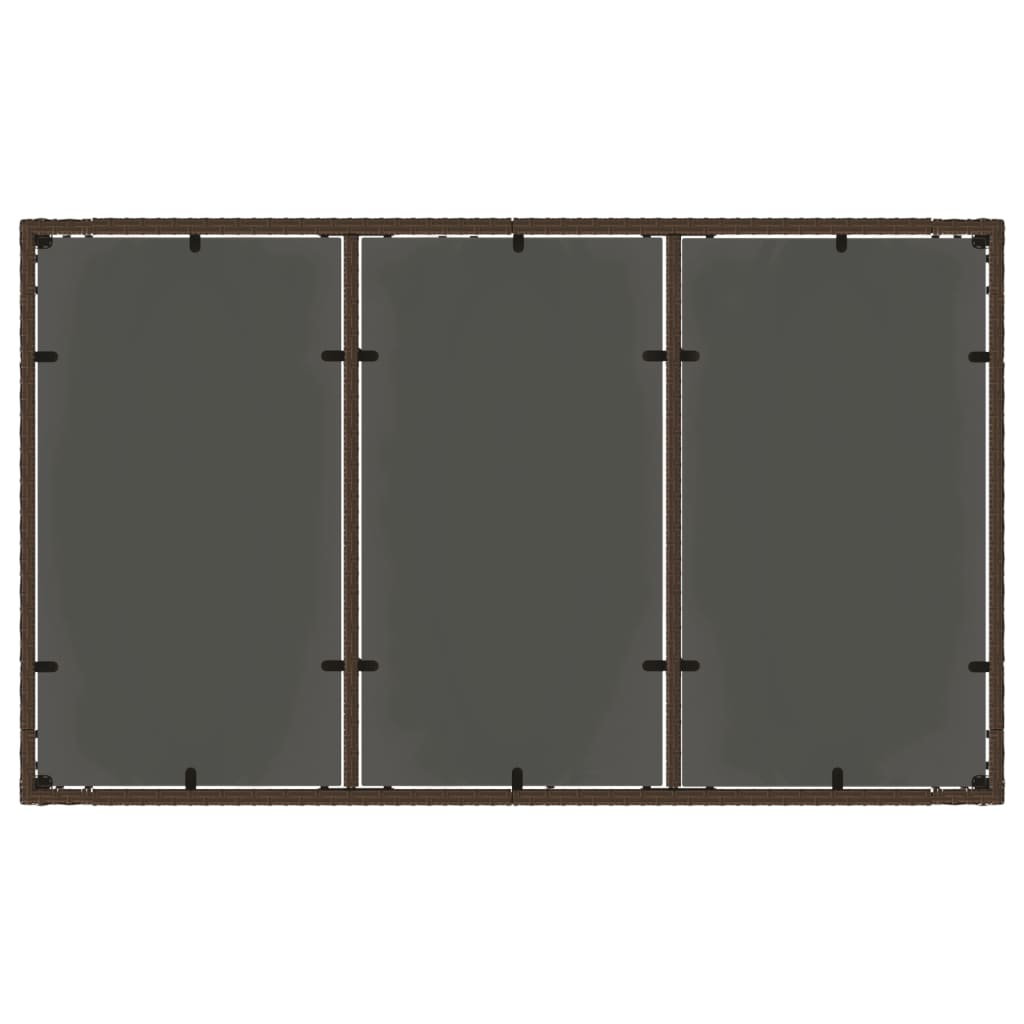 vidaXL Garden Table with Glass Top Brown 150x90x75 cm Poly Rattan