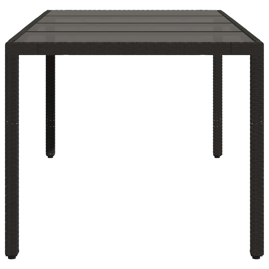 vidaXL Garden Table with Glass Top Black 190x90x75 cm Poly Rattan