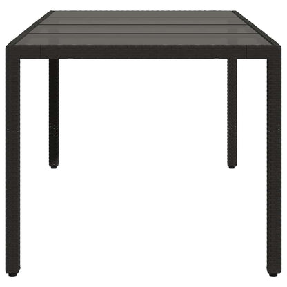 vidaXL Garden Table with Glass Top Black 190x90x75 cm Poly Rattan