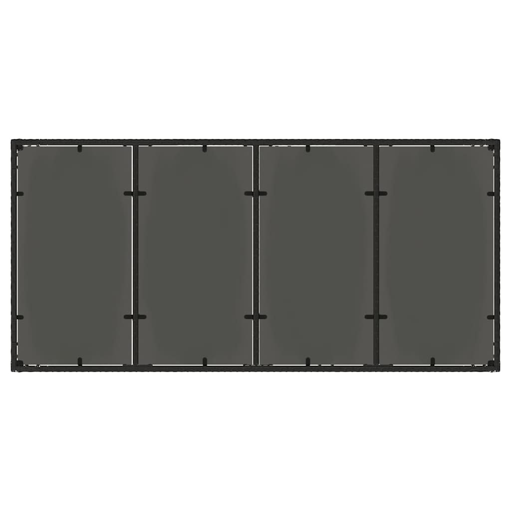 vidaXL Garden Table with Glass Top Black 190x90x75 cm Poly Rattan