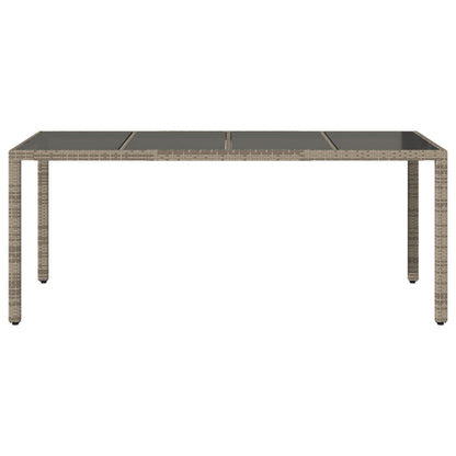 vidaXL Garden Table with Glass Top Grey 190x90x75 cm Poly Rattan