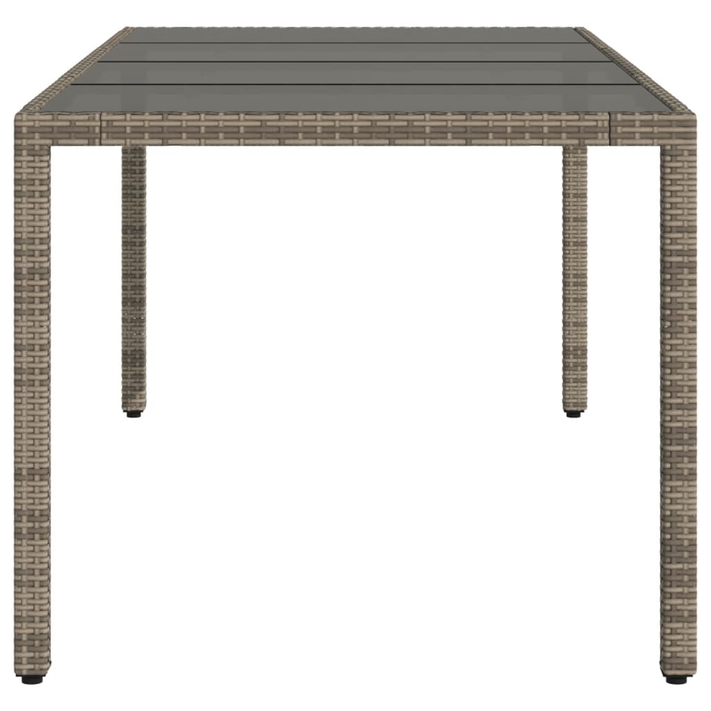 vidaXL Garden Table with Glass Top Grey 190x90x75 cm Poly Rattan