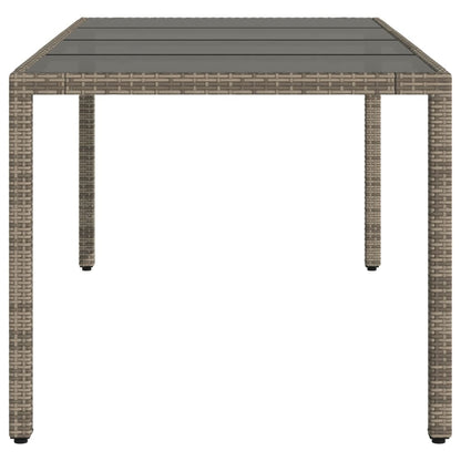 vidaXL Garden Table with Glass Top Grey 190x90x75 cm Poly Rattan