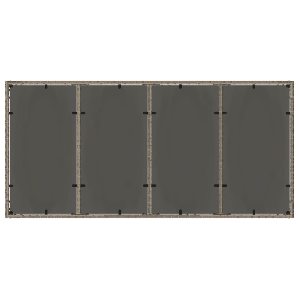 vidaXL Garden Table with Glass Top Grey 190x90x75 cm Poly Rattan