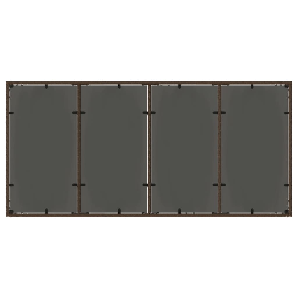 vidaXL Garden Table with Glass Top Brown 190x90x75 cm Poly Rattan