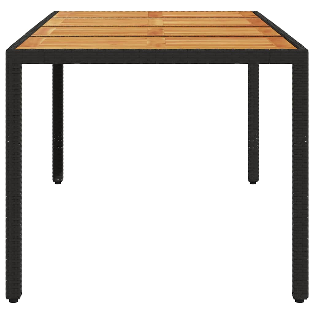vidaXL Garden Table with Acacia Wood Top Black 190x90x75 cm Poly Rattan