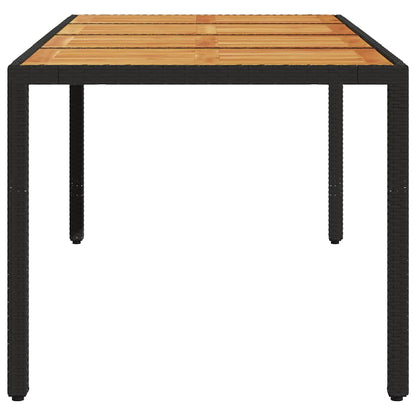 vidaXL Garden Table with Acacia Wood Top Black 190x90x75 cm Poly Rattan