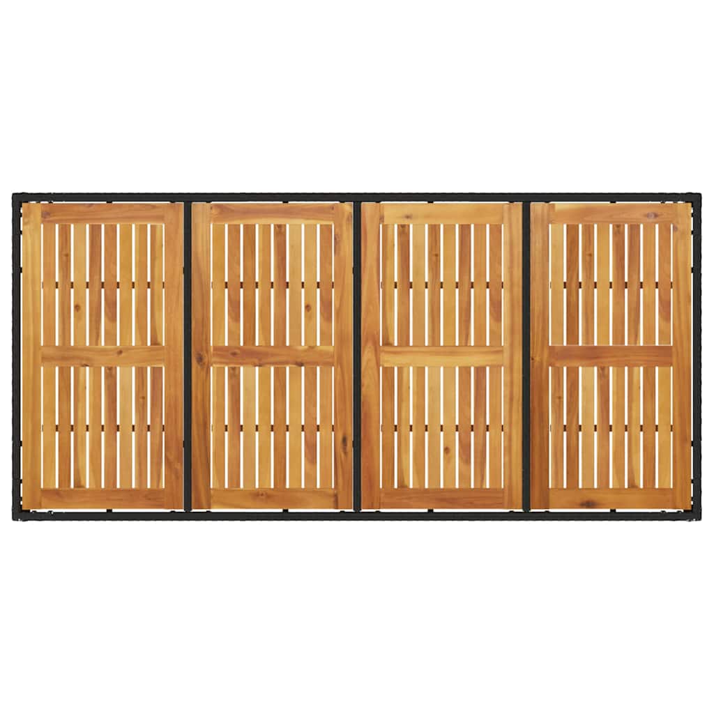 vidaXL Garden Table with Acacia Wood Top Black 190x90x75 cm Poly Rattan