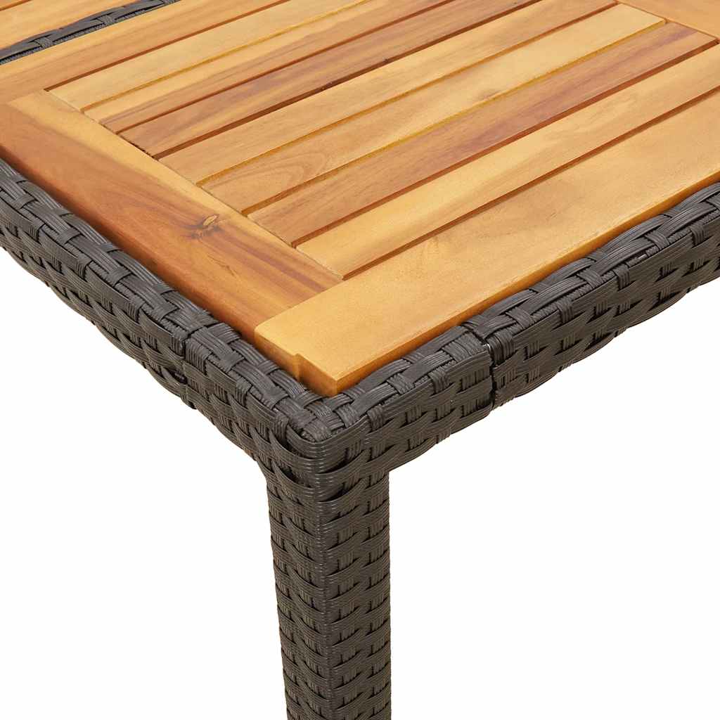 vidaXL Garden Table with Acacia Wood Top Black 190x90x75 cm Poly Rattan