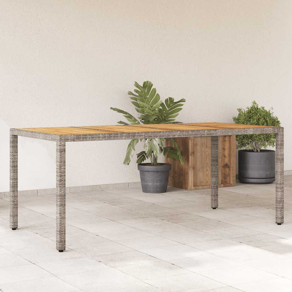 vidaXL Garden Table with Acacia Wood Top Grey 190x90x75 cm Poly Rattan