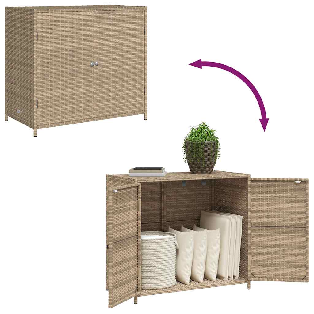 vidaXL Garden Storage Cabinet Beige 83x45x76 cm Poly Rattan