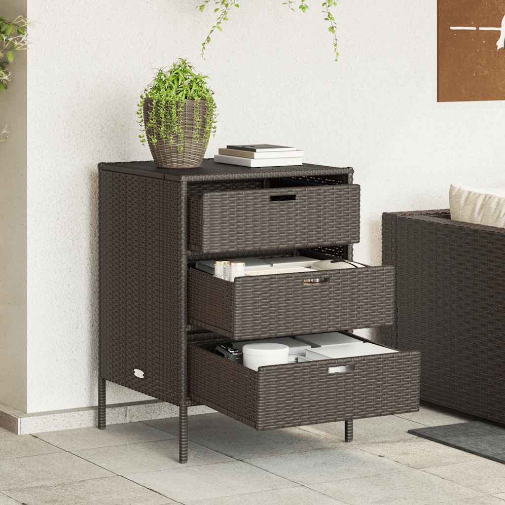 vidaXL Garden Storage Cabinet Brown 55x59x80 cm Poly Rattan