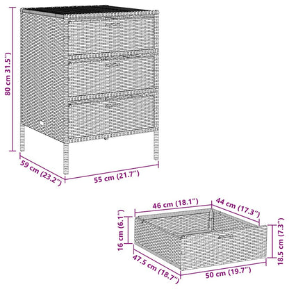 vidaXL Garden Storage Cabinet Brown 55x59x80 cm Poly Rattan