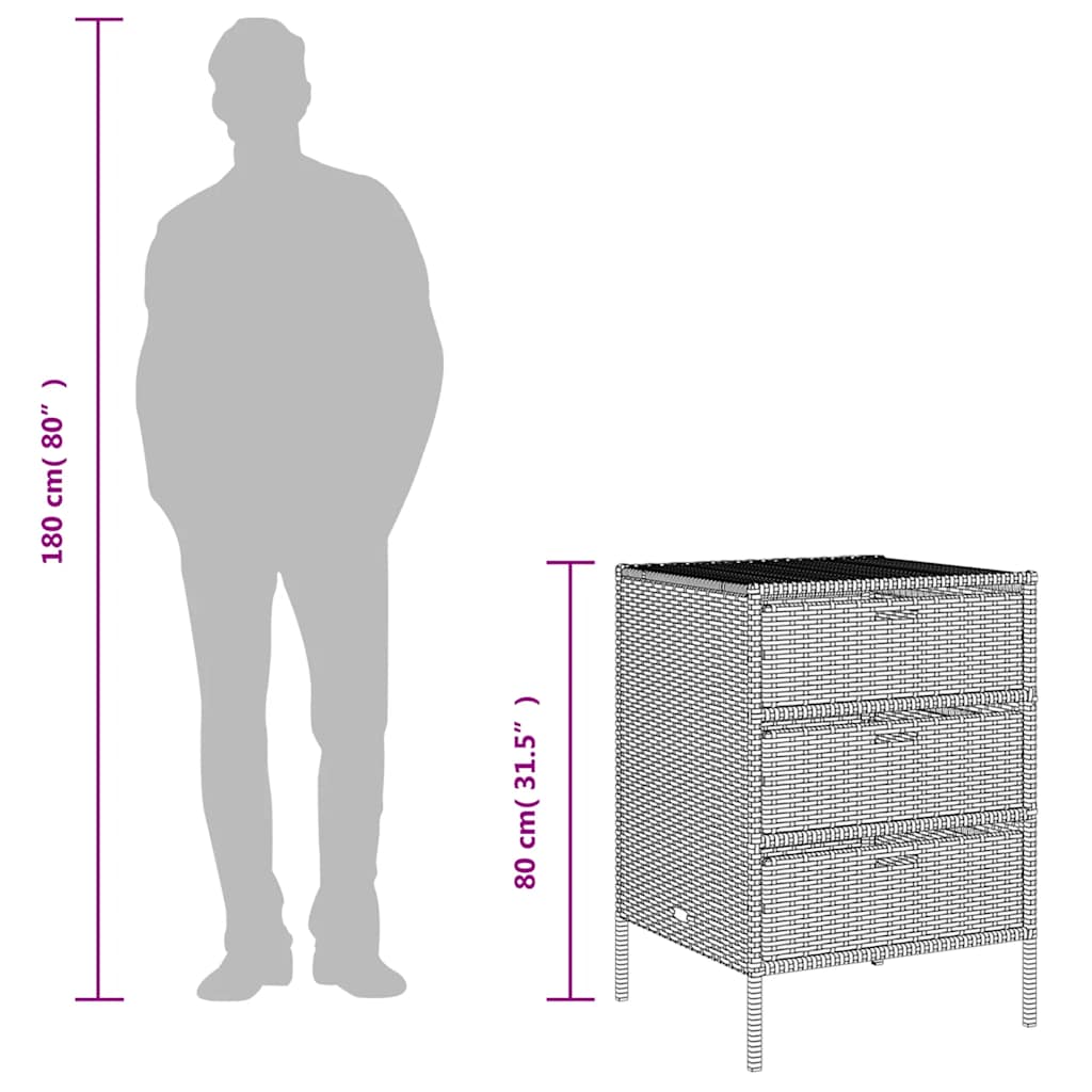 vidaXL Garden Storage Cabinet Grey 55x59x80 cm Poly Rattan