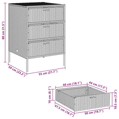 vidaXL Garden Storage Cabinet Grey 55x59x80 cm Poly Rattan
