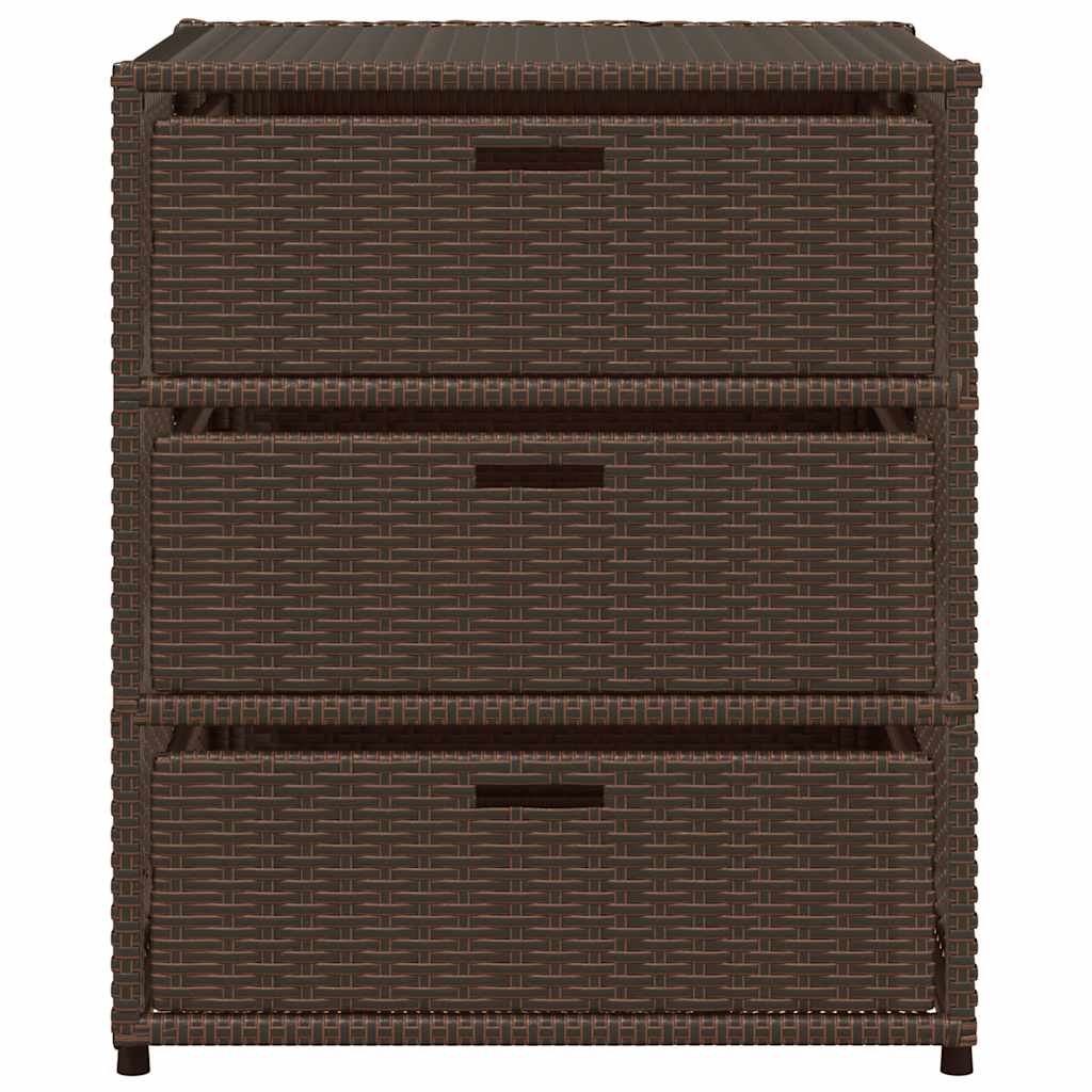 vidaXL Garden Storage Cabinet Brown 55x59x69 cm Poly Rattan