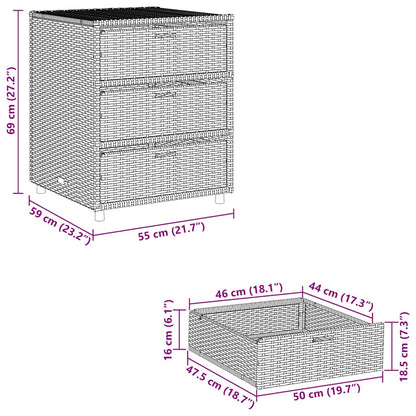 vidaXL Garden Storage Cabinet Brown 55x59x69 cm Poly Rattan