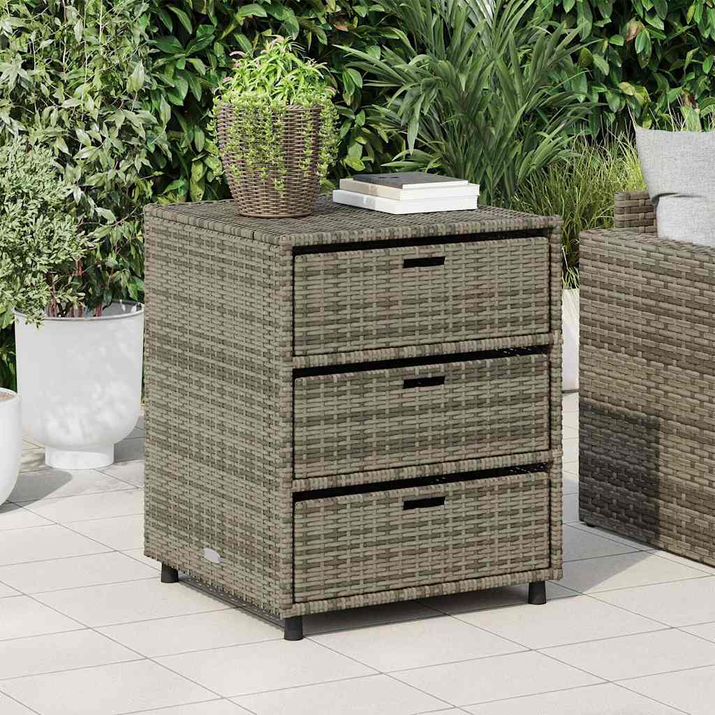 vidaXL Garden Storage Cabinet Grey 55x59x69 cm Poly Rattan
