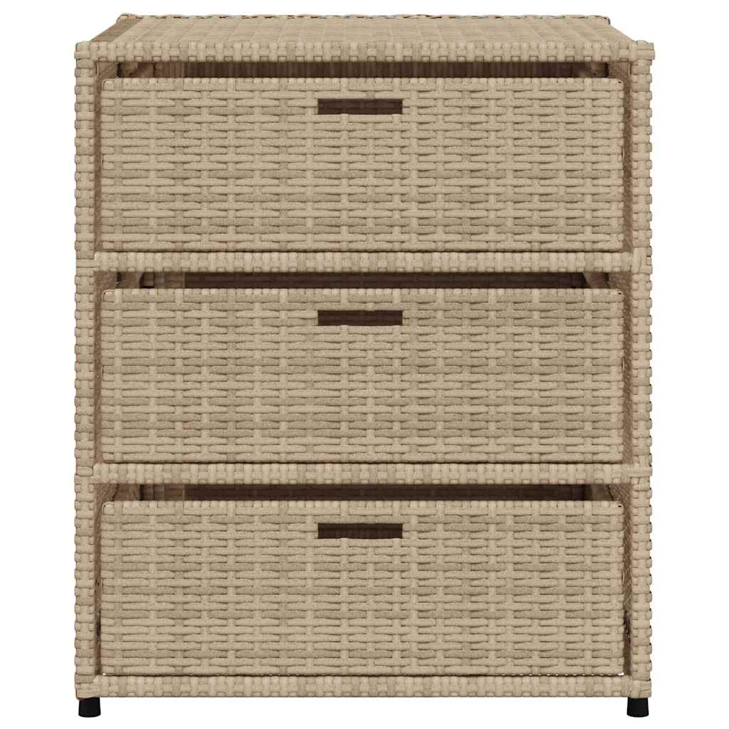 vidaXL Garden Storage Cabinet Beige 55x59x69 cm Poly Rattan