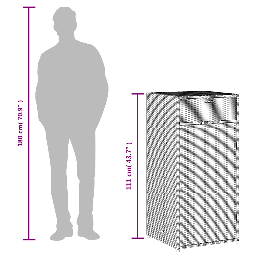 vidaXL Garden Storage Cabinet Grey 55x55x111 cm Poly Rattan