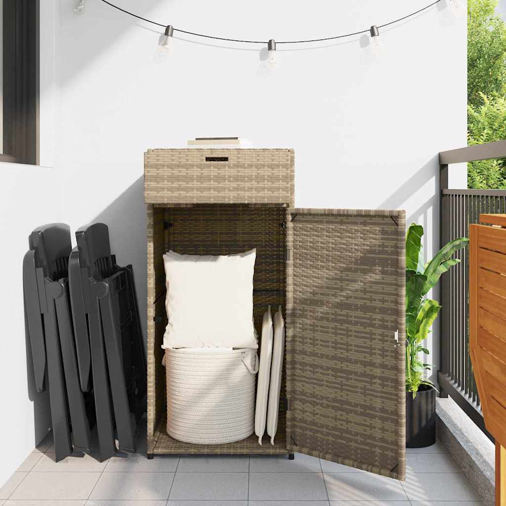 vidaXL Garden Storage Cabinet Beige 55x55x111 cm Poly Rattan