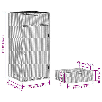 vidaXL Garden Storage Cabinet Beige 55x55x111 cm Poly Rattan
