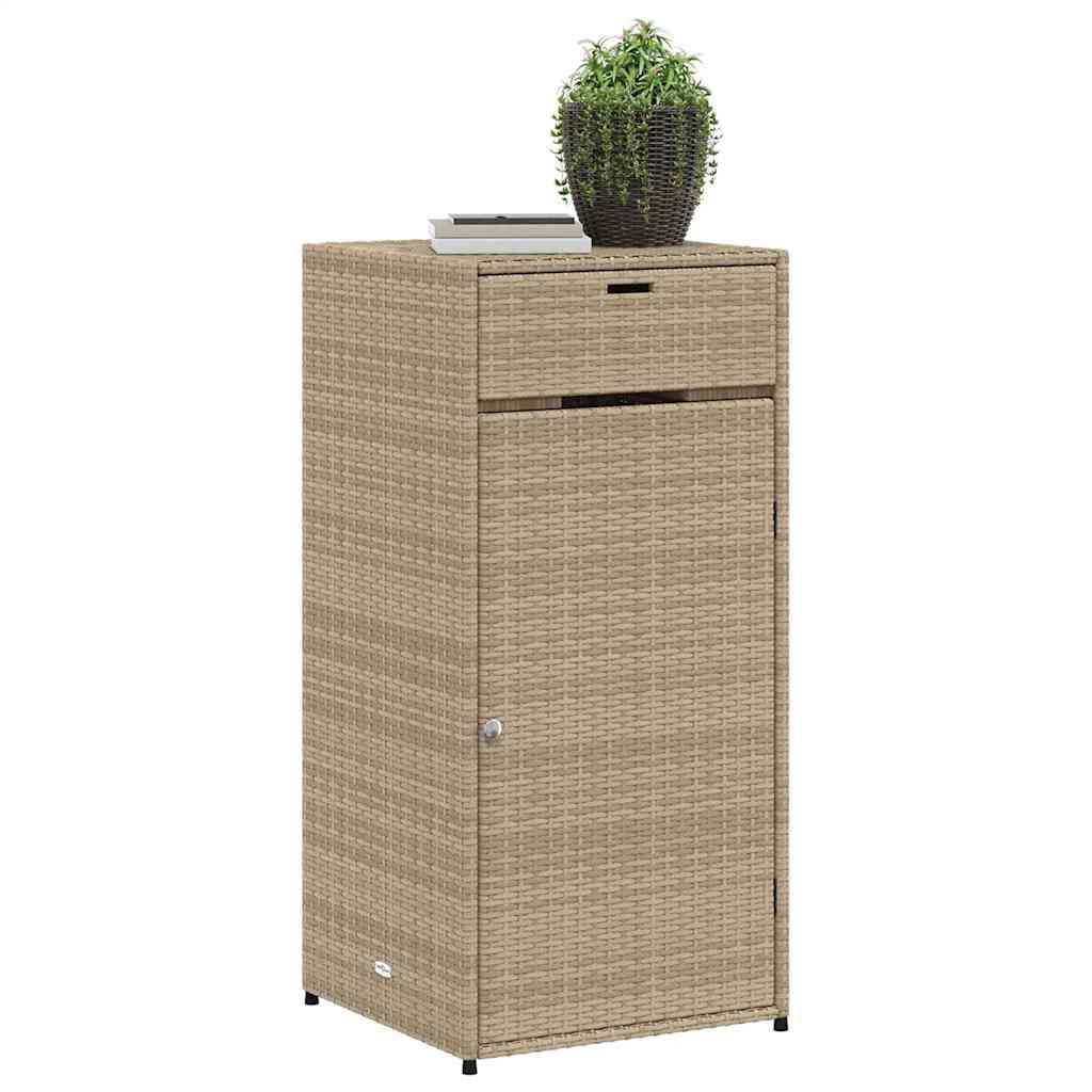 vidaXL Garden Storage Cabinet Beige 55x55x111 cm Poly Rattan