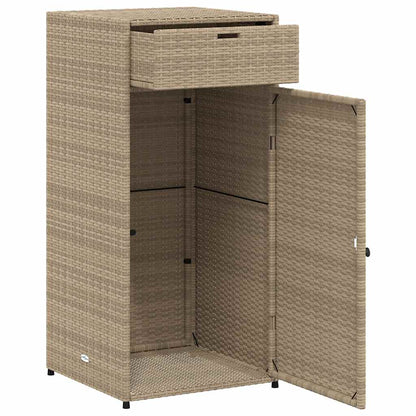 vidaXL Garden Storage Cabinet Beige 55x55x111 cm Poly Rattan