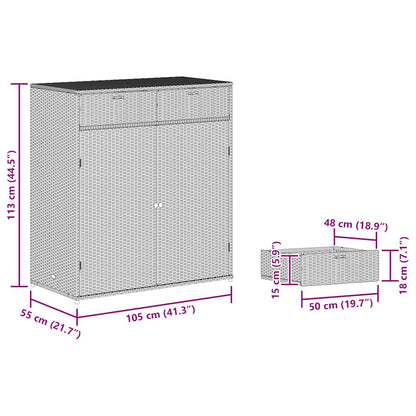 vidaXL Garden Storage Cabinet Brown 105x55x113 cm Poly Rattan