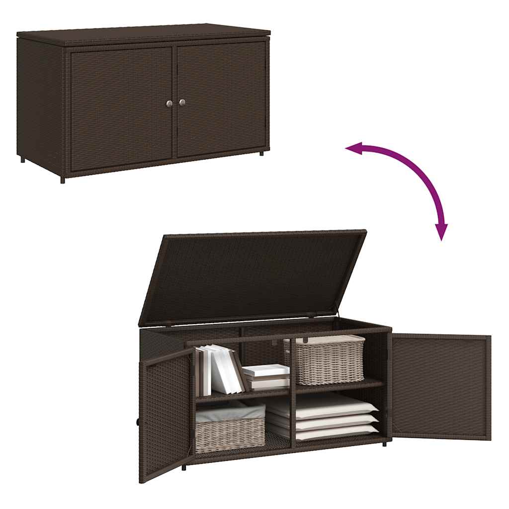 vidaXL Garden Storage Cabinet Brown 110x55x60.5 cm Poly Rattan