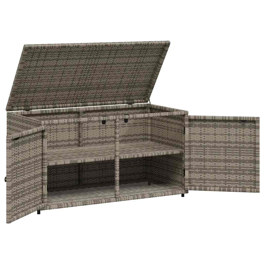 vidaXL Garden Storage Cabinet Grey 110x55x60.5 cm Poly Rattan