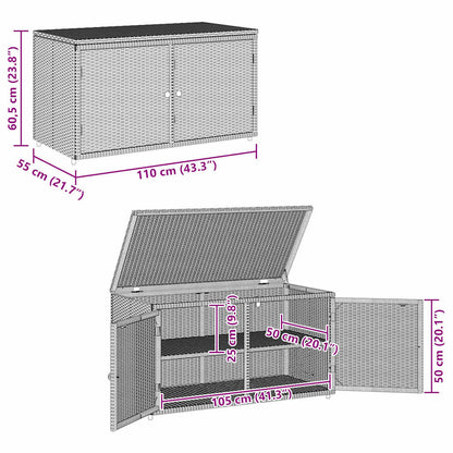 vidaXL Garden Storage Cabinet Beige 110x55x60.5 cm Poly Rattan