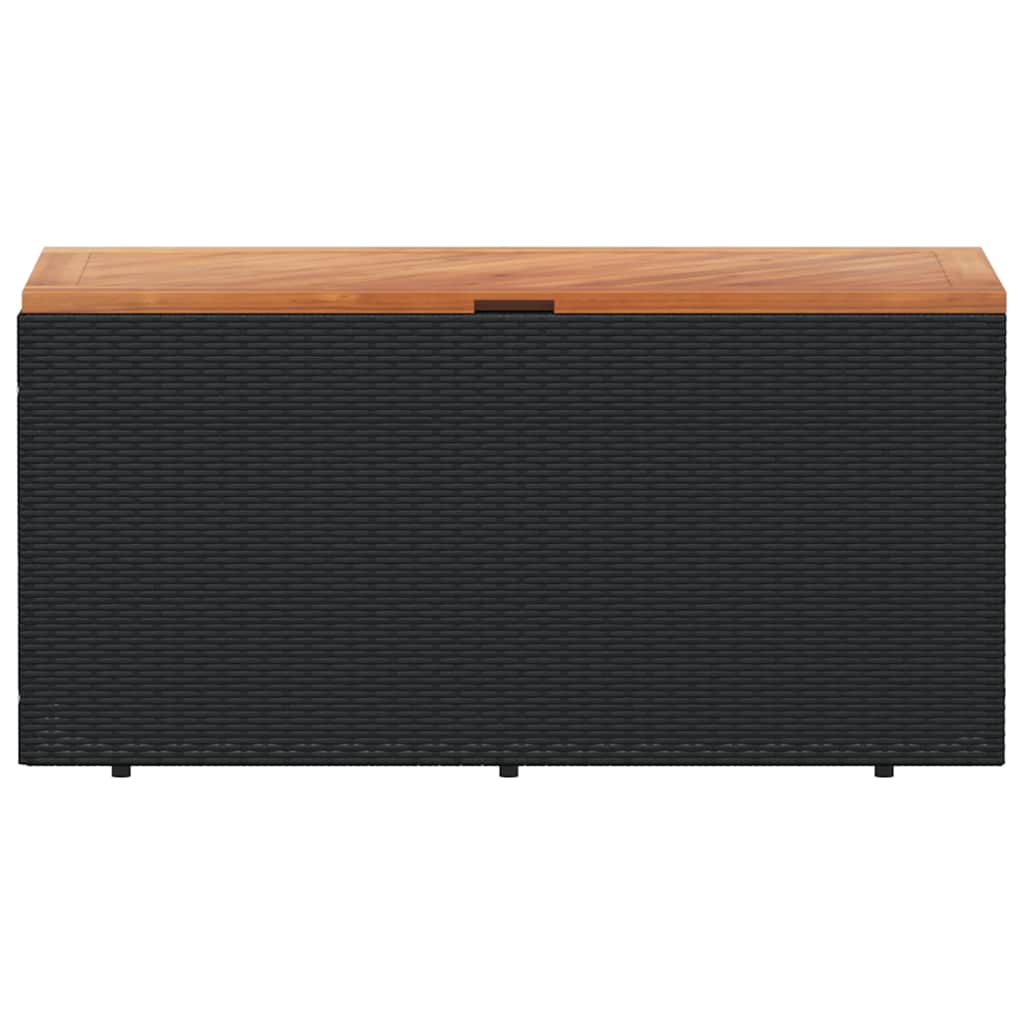 vidaXL Garden Storage Box Black 110x50x54 cm Poly Rattan Acacia Wood