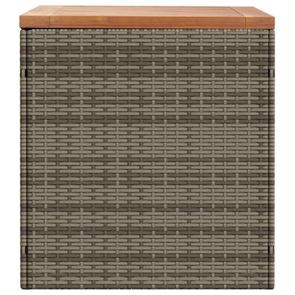 vidaXL Garden Storage Box Grey 110x50x54 cm Poly Rattan Acacia Wood