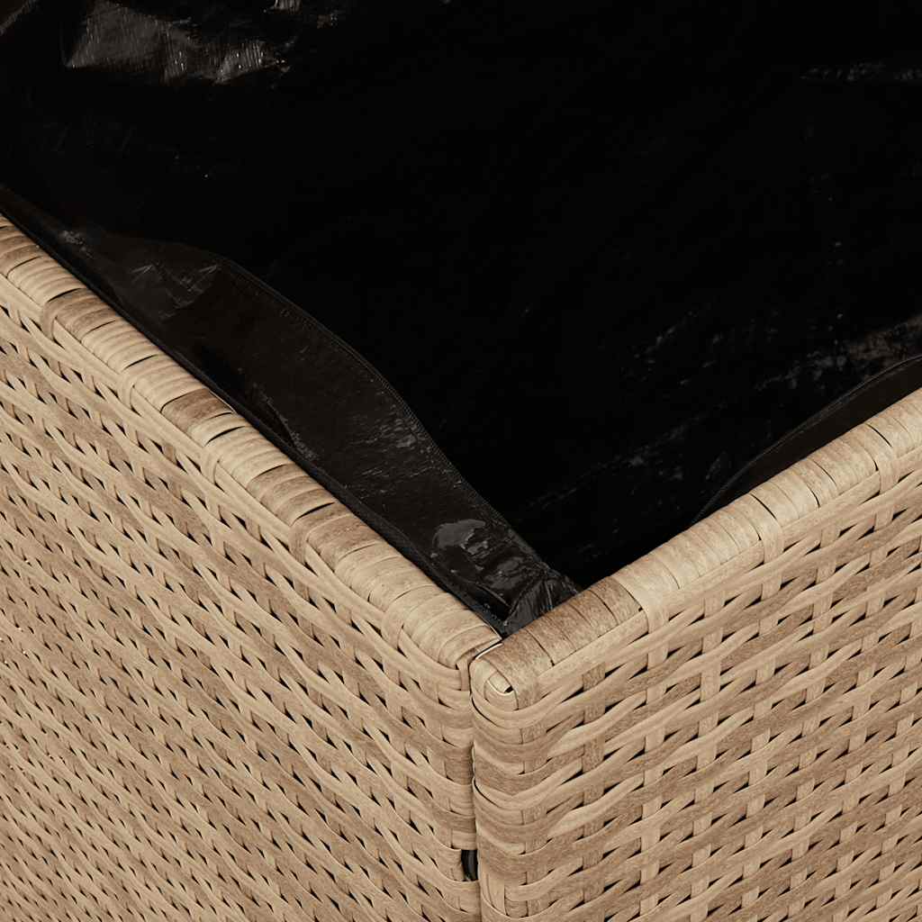 vidaXL Garden Storage Box Beige 110x50x54 cm Poly Rattan Acacia Wood