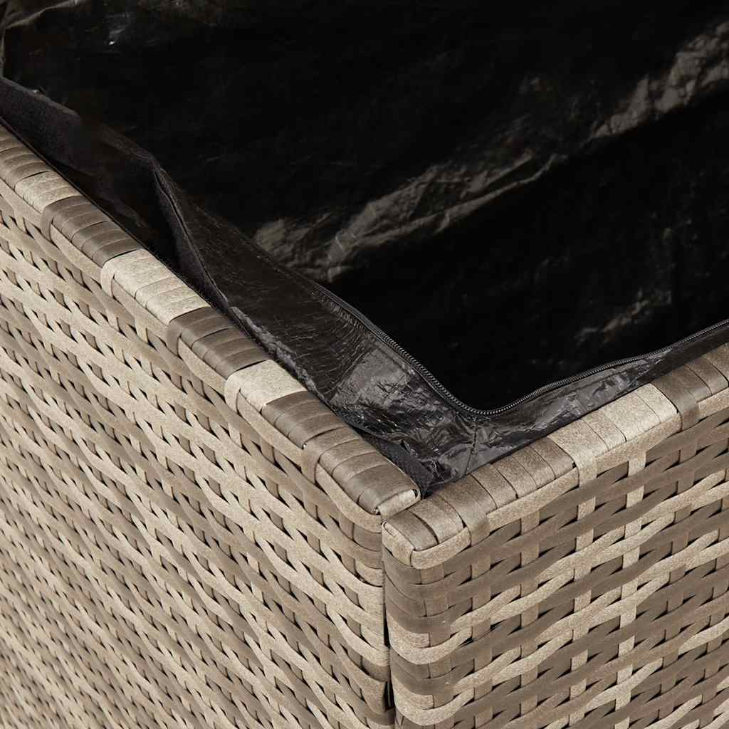 vidaXL Garden Storage Box Grey 220x50x54 cm Poly Rattan Acacia Wood