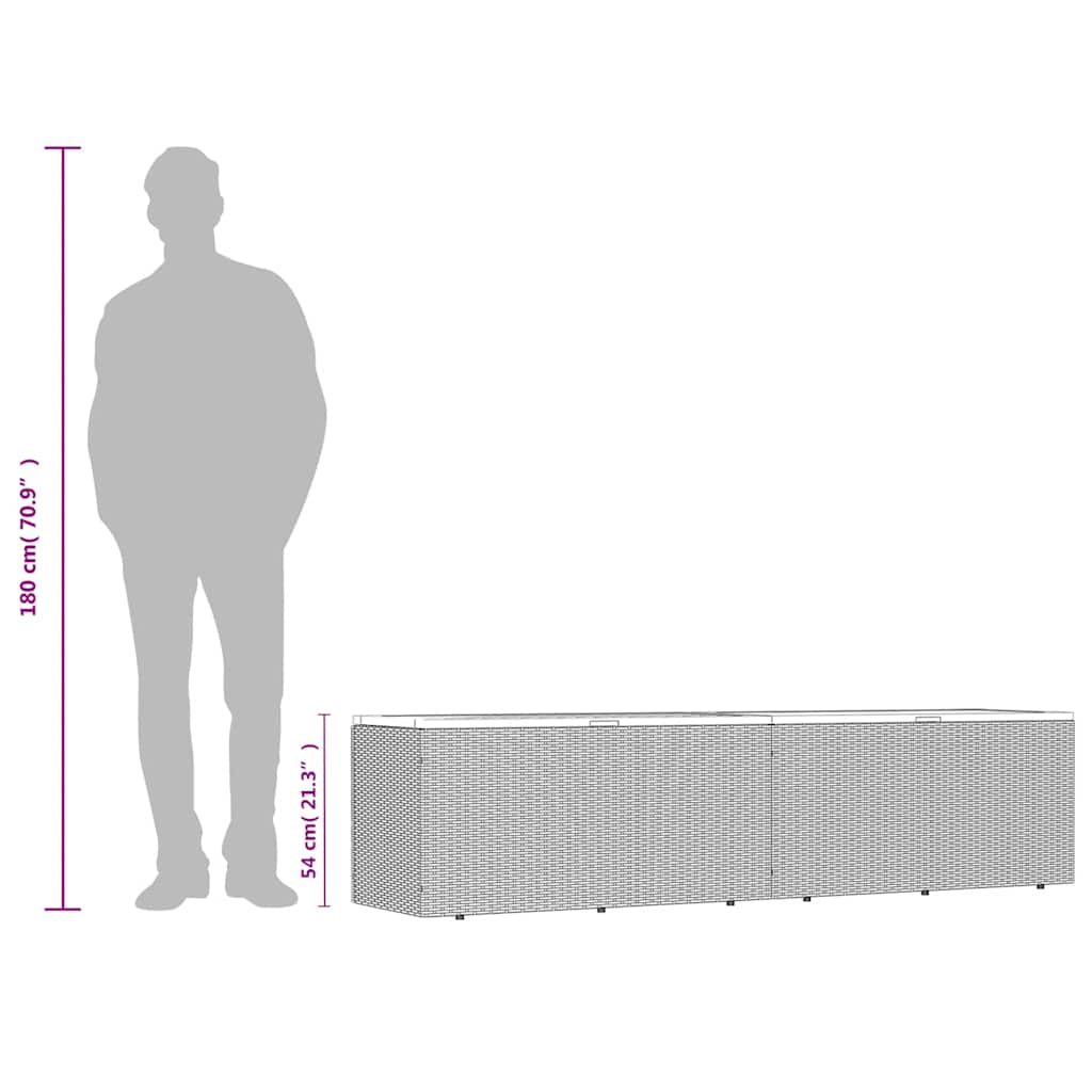 vidaXL Garden Storage Box Grey 220x50x54 cm Poly Rattan Acacia Wood