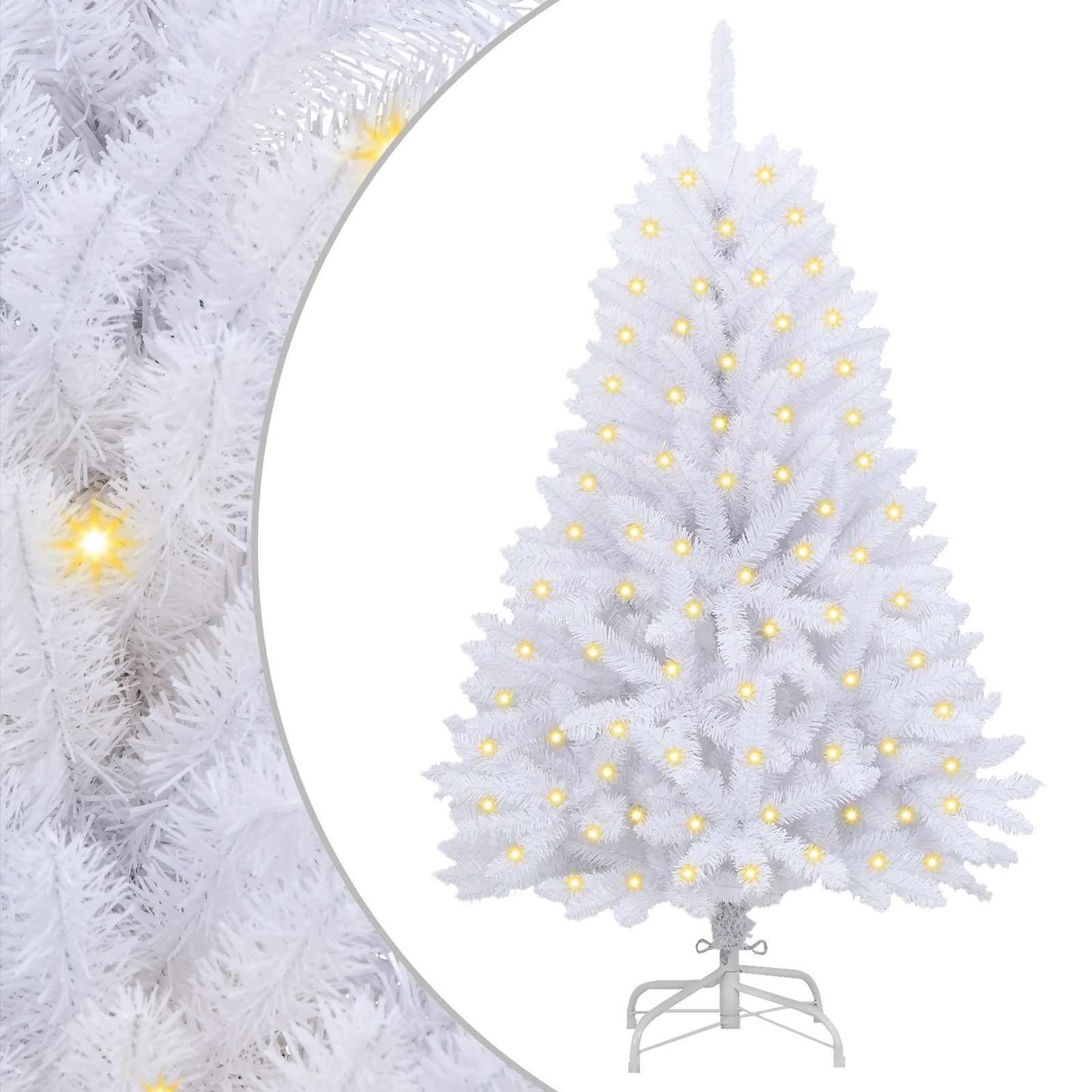 vidaXL Artificial Hinged Christmas Tree White 120 cm PVC and Steel