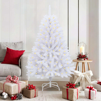 vidaXL Artificial Hinged Christmas Tree White 150 cm PVC and Steel